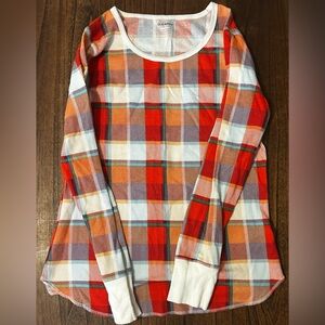 Old Navy Multicolor Plaid Waffle knit pajama top